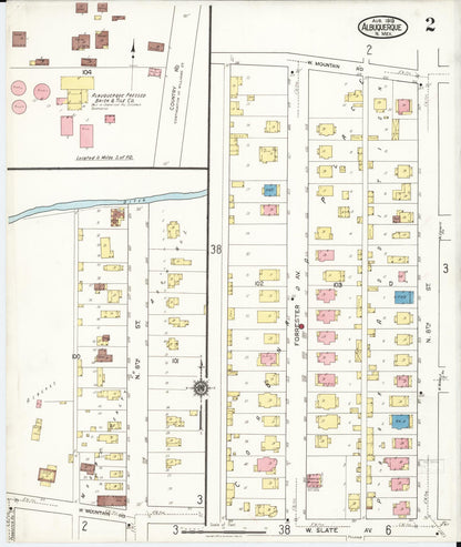Sanborn Fire Insurance Map from Albuquerque, Bernalillo County, New Mexico (1919), Sheet #0002 - Complete Map Set gallery image, historic Sanborn map, vintage wall art, New Mexico New Mexico