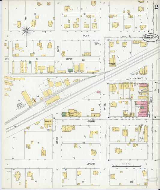 Sanborn Fire Insurance Map from Kirkwood, Warren County, Illinois (1901), Sheet #0002 - Historic Sanborn Fire Insurance Map Print, vintage old map wall art, antique decor, genealogy gift, Illinois Illinois map