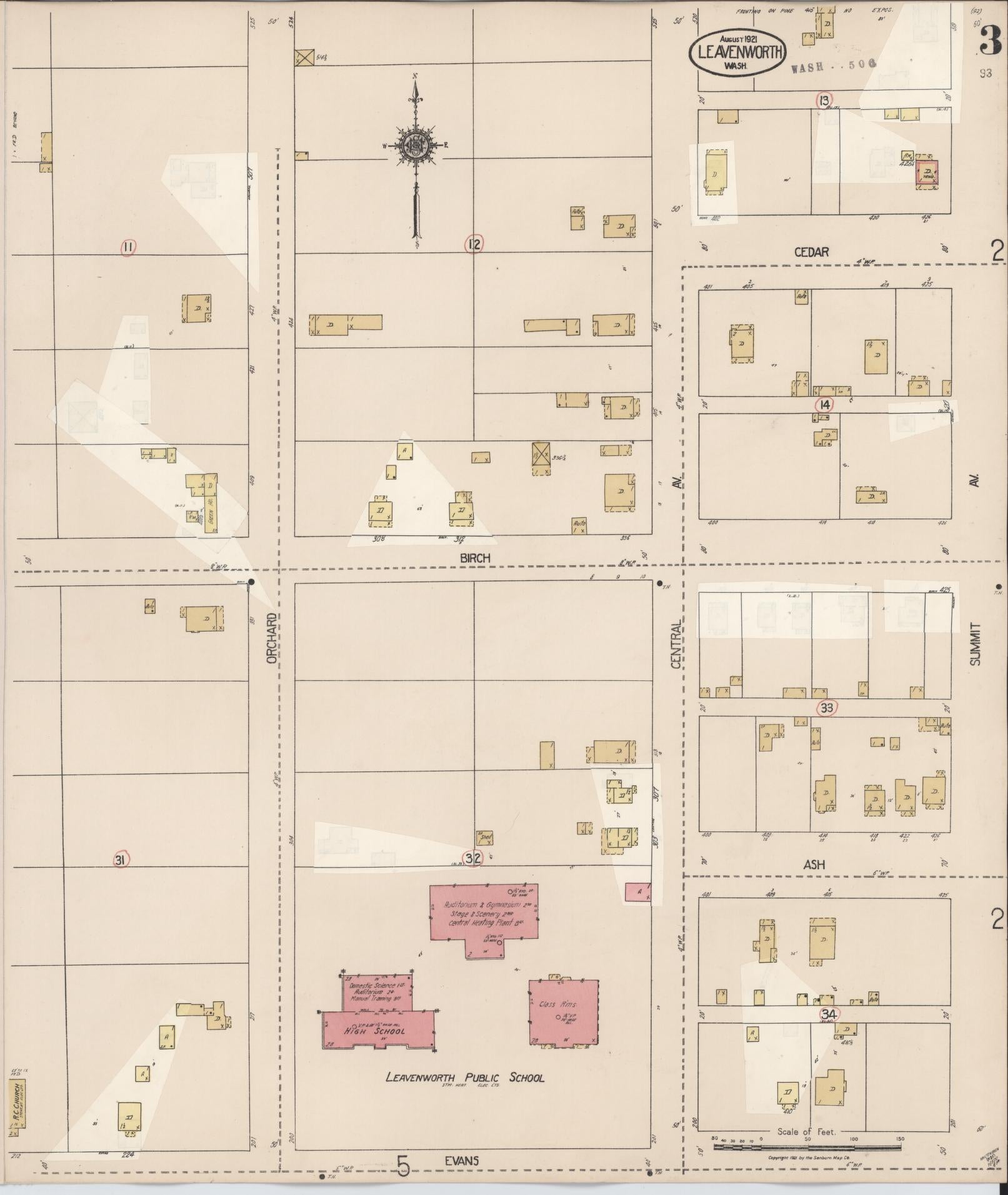 Sanborn Fire Insurance Map from Leavenworth, Chelan County, Washington (1931), Sheet #0003 - Complete Map Set gallery image, historic Sanborn map, vintage wall art, Washington Washington