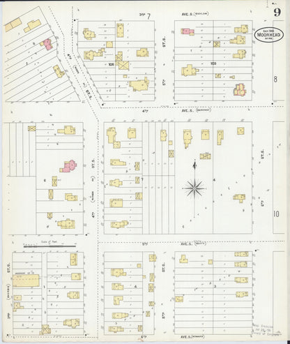 Sanborn Fire Insurance Map from Moorhead, Clay County, Minnesota (1906), Sheet #0009 - Complete Map Set gallery image, historic Sanborn map, vintage wall art, Minnesota Minnesota
