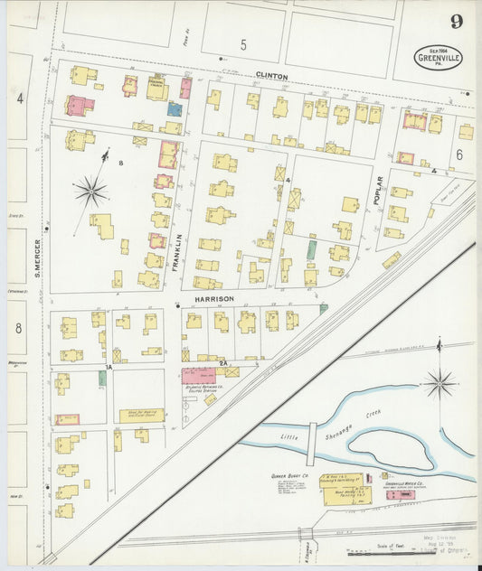 Sanborn Fire Insurance Map from Greenville, Mercer County, Pennsylvania (1904), Sheet #0009 - Historic Sanborn Fire Insurance Map Print, vintage old map wall art, antique decor, genealogy gift, Pennsylvania Pennsylvania map