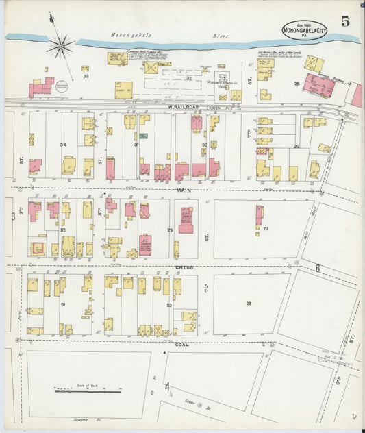 Sanborn Fire Insurance Map from Monongahela City, Washington County, Pennsylvania (1905), Sheet #0005 - Historic Sanborn Fire Insurance Map Print, vintage old map wall art, antique decor, genealogy gift, Pennsylvania Pennsylvania map