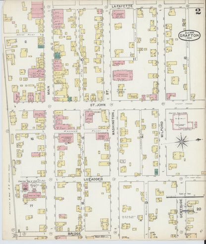Sanborn Fire Insurance Map from Grafton, Taylor County, West Virginia (1892), Sheet #0002 - Complete Map Set gallery image, historic Sanborn map, vintage wall art, West Virginia West Virginia