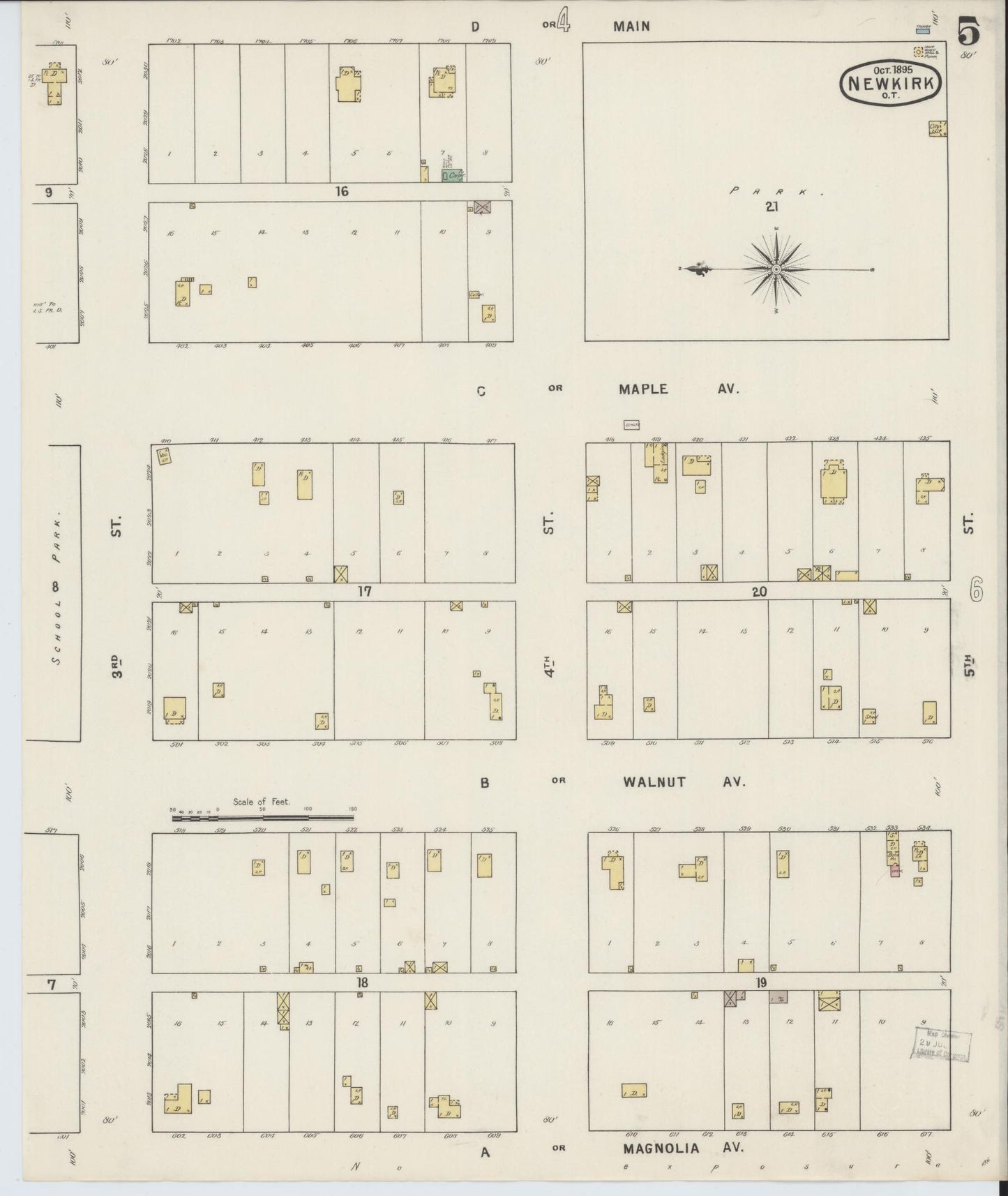 Sanborn Fire Insurance Map from Newkirk, Kay County, Oklahoma (1895), Sheet #0005 - Complete Map Set gallery image, historic Sanborn map, vintage wall art, Oklahoma Oklahoma