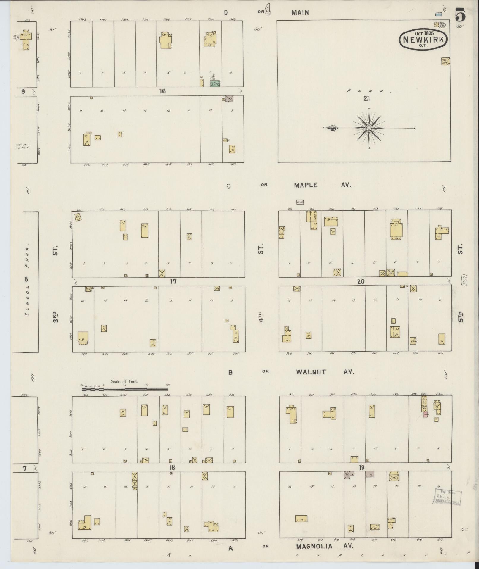 Sanborn Fire Insurance Map from Newkirk, Kay County, Oklahoma (1895), Sheet #0005 - Complete Map Set gallery image, historic Sanborn map, vintage wall art, Oklahoma Oklahoma