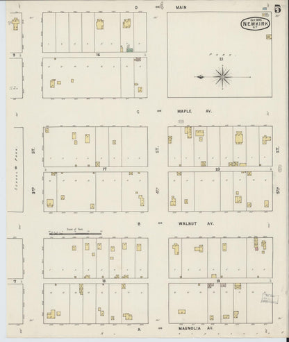Sanborn Fire Insurance Map from Newkirk, Kay County, Oklahoma (1895), Sheet #0005 - Complete Map Set gallery image, historic Sanborn map, vintage wall art, Oklahoma Oklahoma