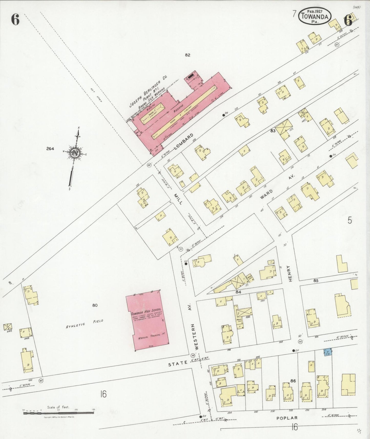 Sanborn Fire Insurance Map from Towanda, Bradford County, Pennsylvania (1927), Sheet #0006 - Complete Map Set gallery image, historic Sanborn map, vintage wall art, Pennsylvania Pennsylvania