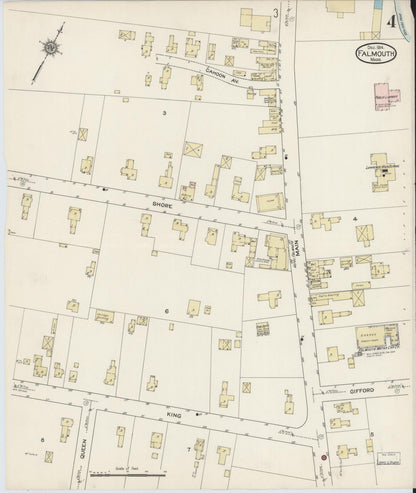 Sanborn Fire Insurance Map from Falmouth, Barnstable County, Massachusetts (1914), Sheet #0004 - Historic Sanborn Fire Insurance Map Print, vintage old map wall art, antique decor, genealogy gift, Massachusetts Massachusetts map