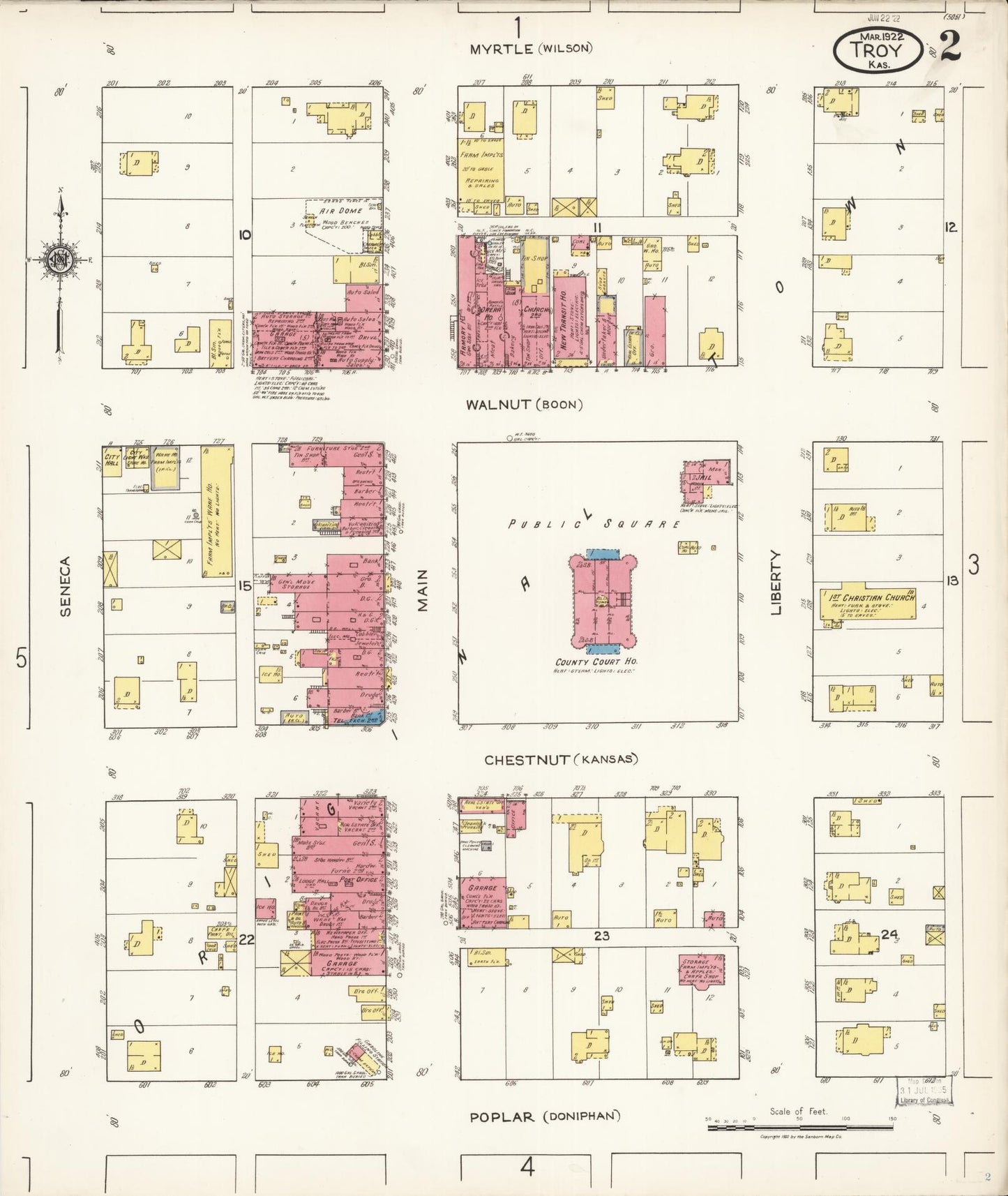 Sanborn Fire Insurance Map from Troy, Doniphan County, Kansas (1922), Sheet #0002 - Complete Map Set gallery image, historic Sanborn map, vintage wall art, Kansas Kansas