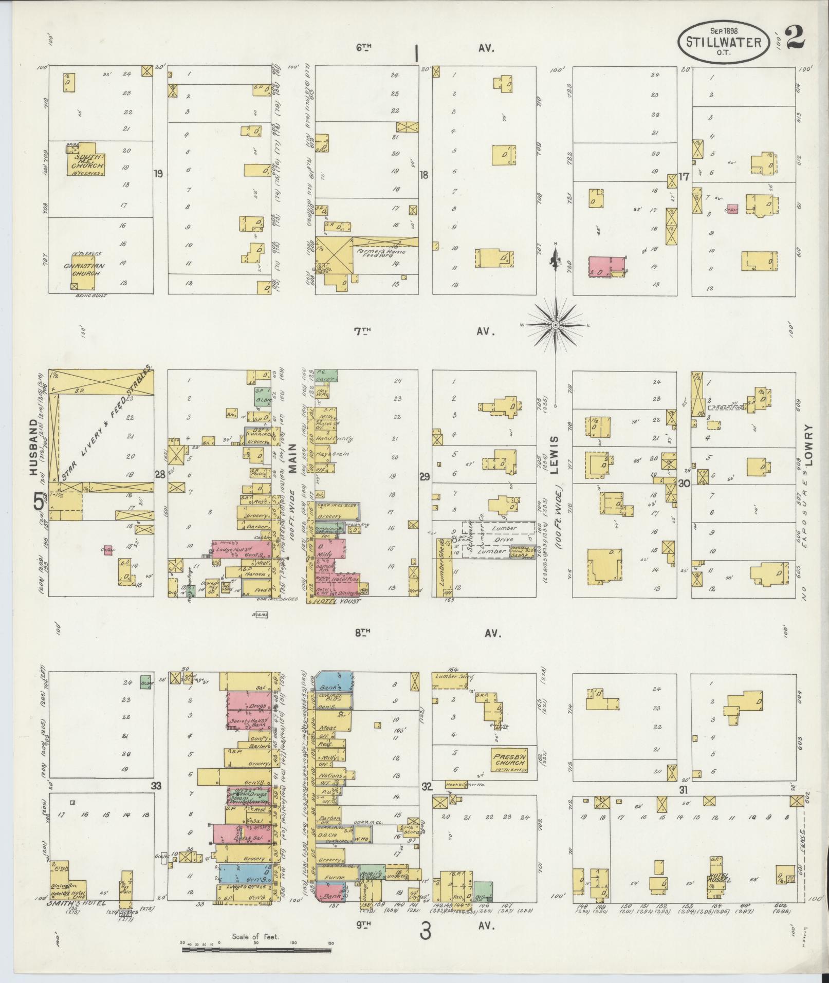 Sanborn Fire Insurance Map from Stillwater, Payne County, Oklahoma (1898), Sheet #0002 - Complete Map Set gallery image, historic Sanborn map, vintage wall art, Oklahoma Oklahoma