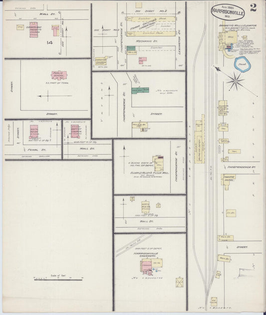Sanborn Fire Insurance Map from Harrisonville, Cass County, Missouri (1885), Sheet #0002 - Historic Sanborn Fire Insurance Map Print, vintage old map wall art, antique decor, genealogy gift, Missouri Missouri map