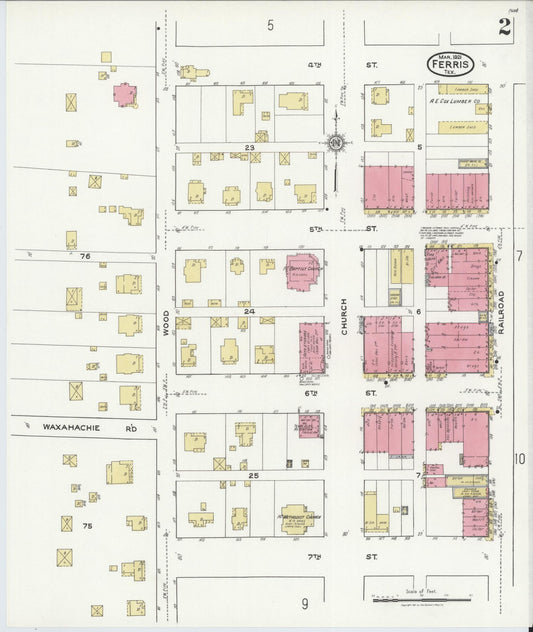 Sanborn Fire Insurance Map from Ferris, Ellis County, Texas (1921), Sheet #0002 - Historic Sanborn Fire Insurance Map Print, vintage old map wall art, antique decor, genealogy gift, Texas Texas map