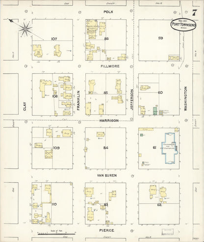 Sanborn Fire Insurance Map from Port Townsend, Jefferson County, Washington (1891), Sheet #0007 - Complete Map Set gallery image, historic Sanborn map, vintage wall art, Washington Washington