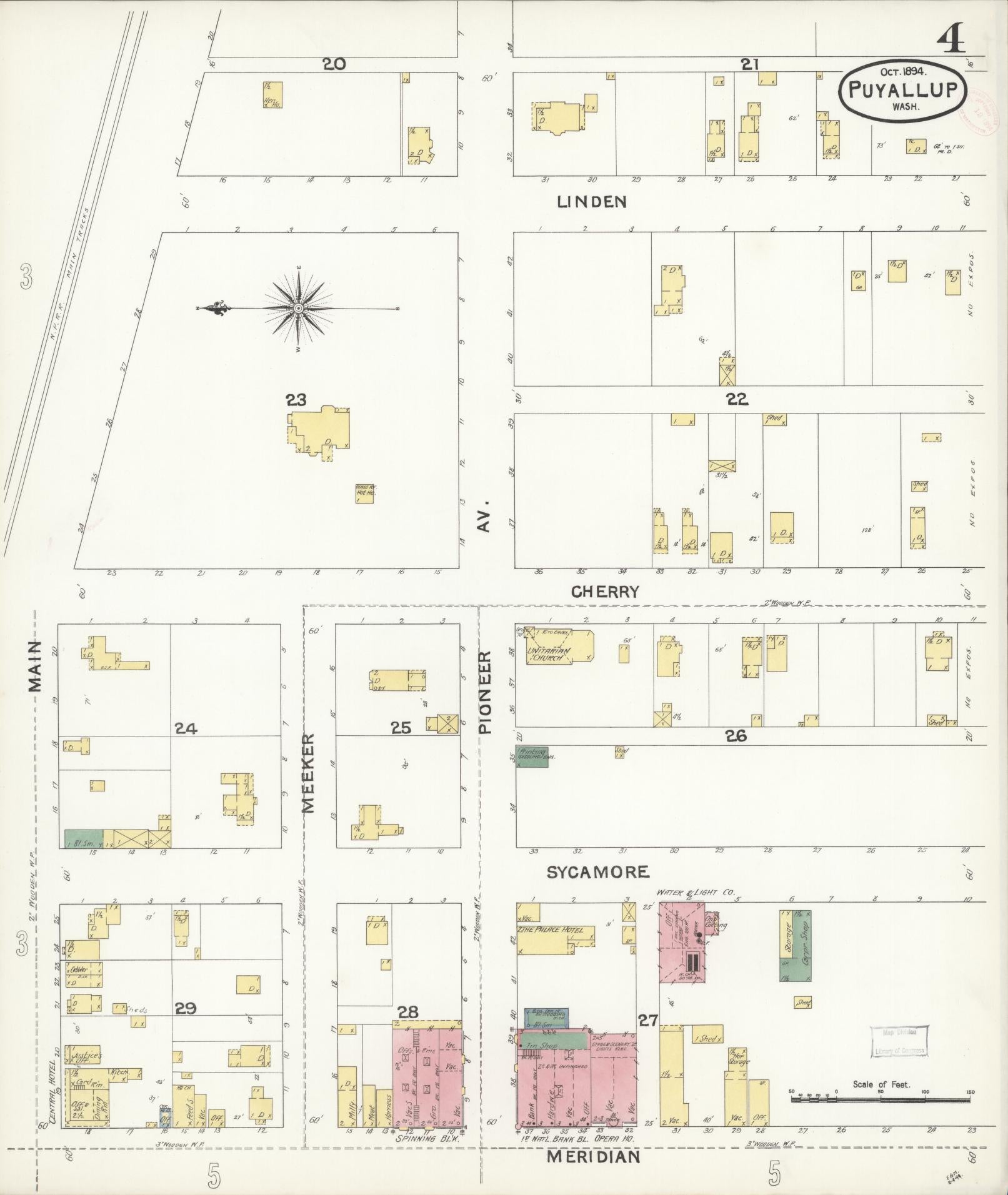 Sanborn Fire Insurance Map from Puyallup, Pierce County, Washington (1894), Sheet #0004 - Complete Map Set gallery image, historic Sanborn map, vintage wall art, Washington Washington
