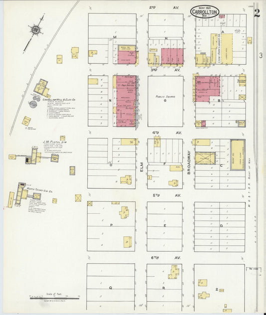 Sanborn Fire Insurance Map from Carrollton, Dallas County, Texas (1921), Sheet #0002 - Historic Sanborn Fire Insurance Map Print, vintage old map wall art, antique decor, genealogy gift, Texas Texas map