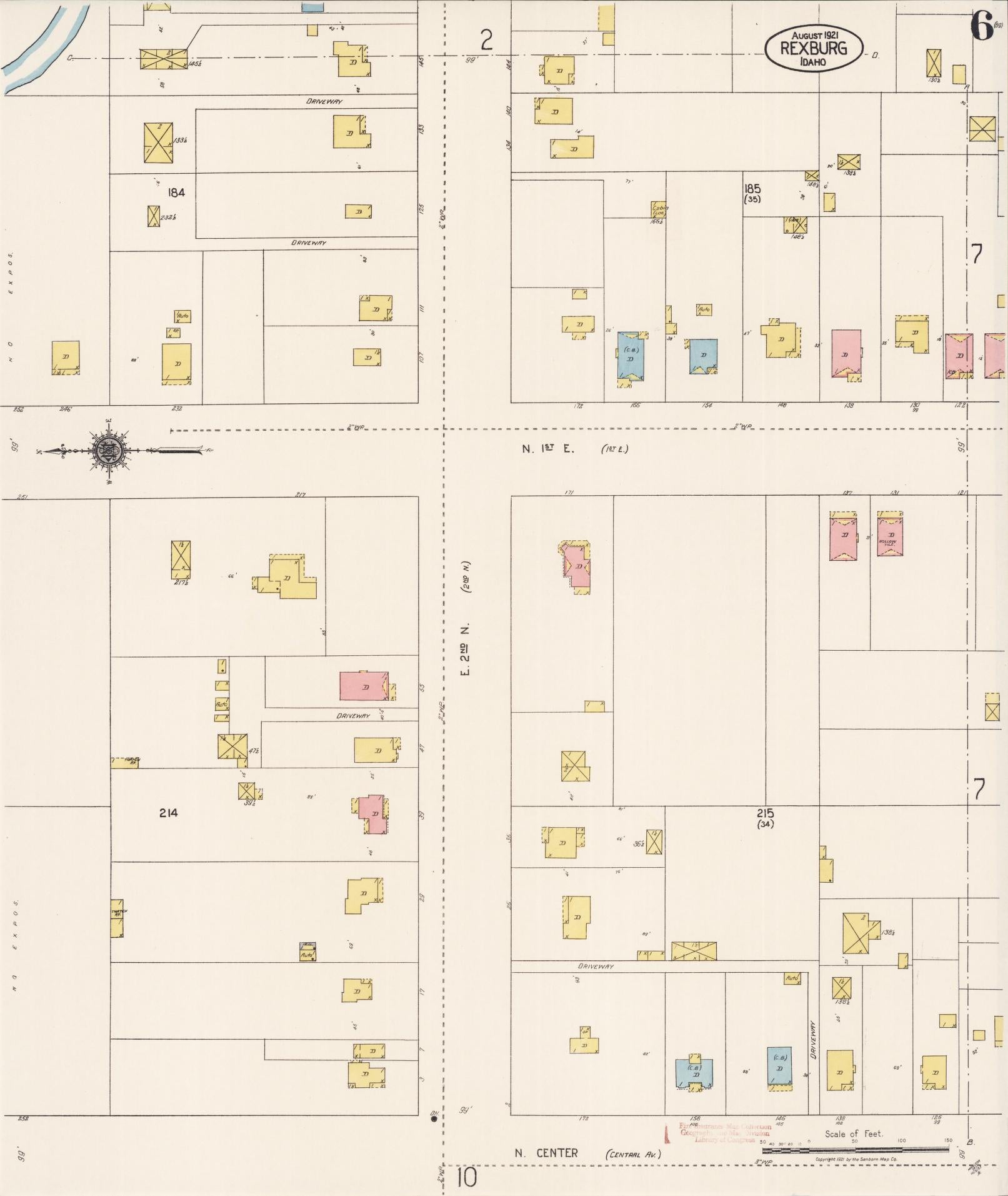 Sanborn Fire Insurance Map from Rexburg, Madison County, Idaho (1921), Sheet #0006 - Complete Map Set gallery image, historic Sanborn map, vintage wall art, Idaho Idaho