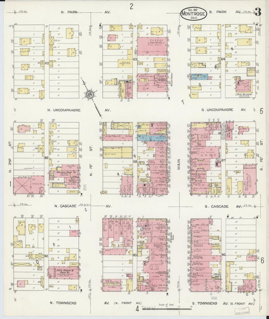 Sanborn Fire Insurance Map from Montrose, Montrose County, Colorado (1912), Sheet #0003 - Historic Sanborn Fire Insurance Map Print, vintage old map wall art, antique decor, genealogy gift, Colorado Colorado map