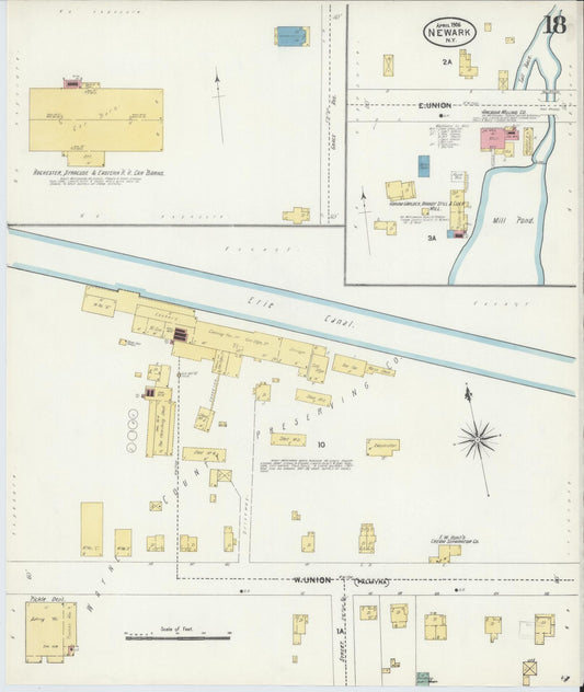 Sanborn Fire Insurance Map from Newark, Wayne County, New York (1906), Sheet #0018 - Historic Sanborn Fire Insurance Map Print, vintage old map wall art, antique decor, genealogy gift, New York New York map