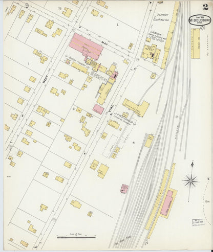 Sanborn Fire Insurance Map from Middleboro, Plymouth County, Massachusetts (1896), Sheet #0002 - Complete Map Set gallery image, historic Sanborn map, vintage wall art, Massachusetts Massachusetts