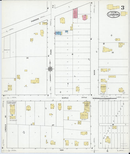 Sanborn Fire Insurance Map from Lombard, Du Page County, Illinois (1919), Sheet #0003 - Historic Sanborn Fire Insurance Map Print, vintage old map wall art, antique decor, genealogy gift, Illinois Illinois map