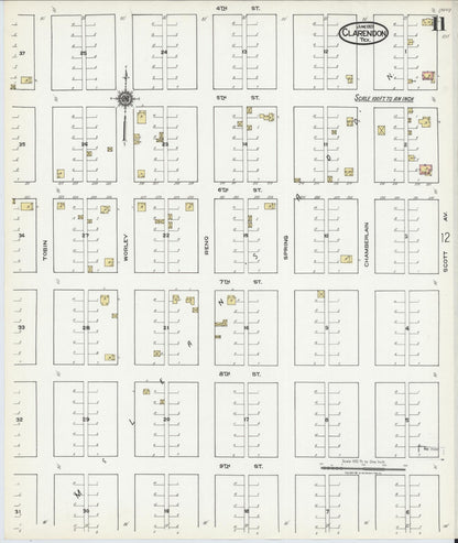 Sanborn Fire Insurance Map from Clarendon, Donley County, Texas (1921), Sheet #0011 - Complete Map Set gallery image, historic Sanborn map, vintage wall art, Texas Texas