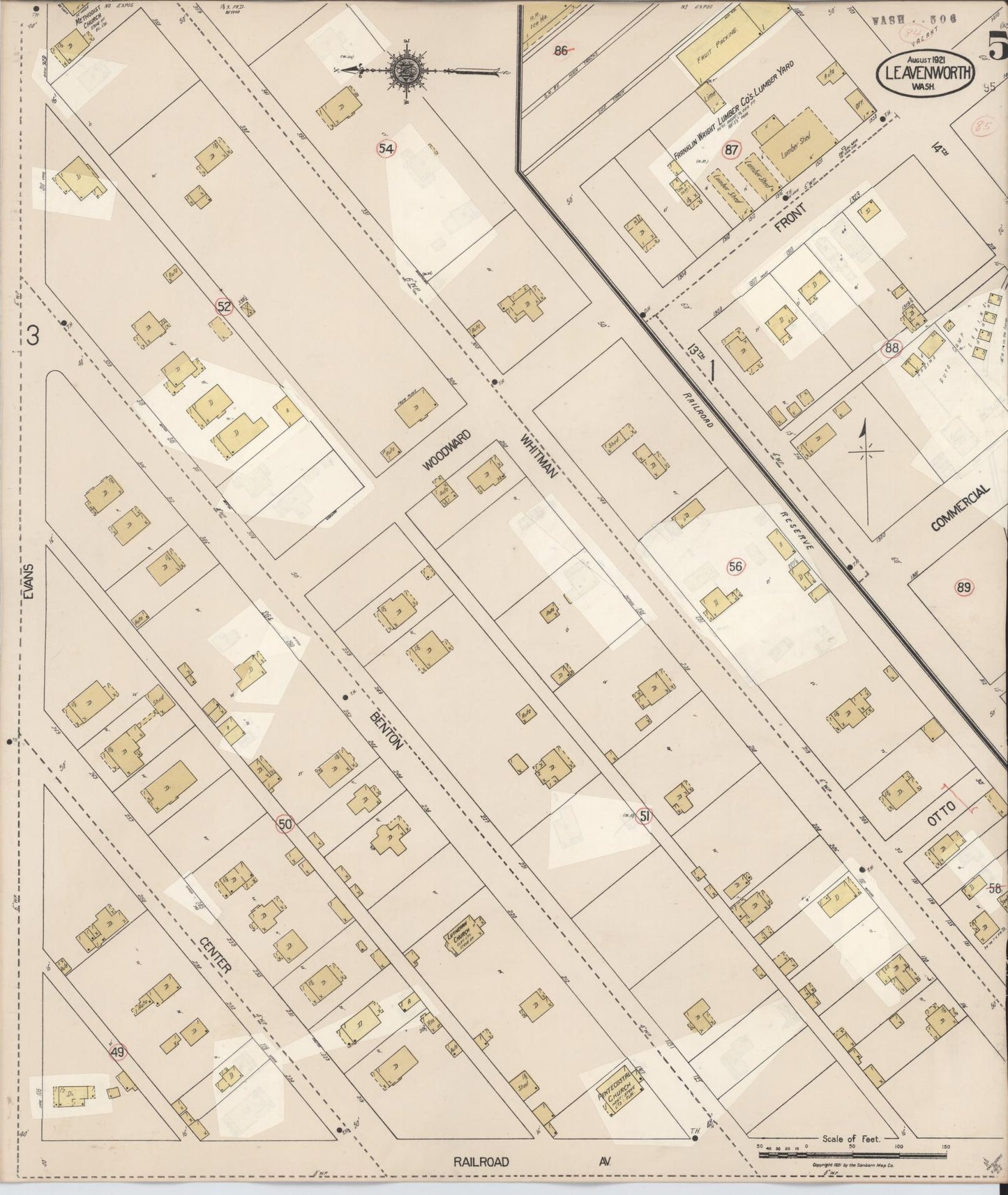 Sanborn Fire Insurance Map from Leavenworth, Chelan County, Washington (1931), Sheet #0005 - Complete Map Set gallery image, historic Sanborn map, vintage wall art, Washington Washington