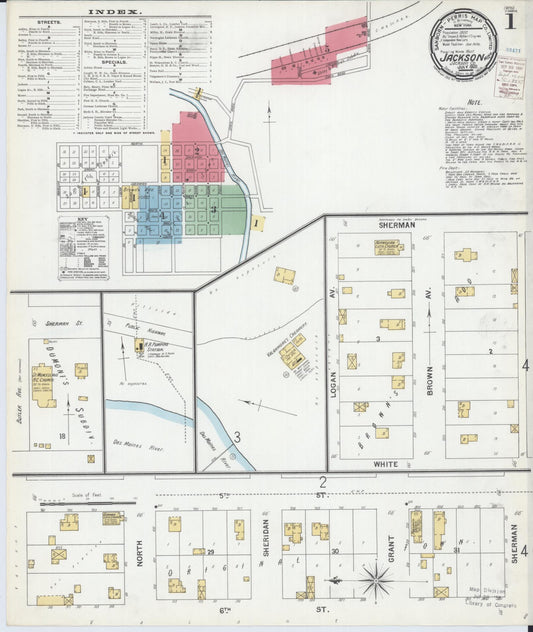Sanborn Fire Insurance Map from Jackson, Jackson County, Minnesota (1900), Sheet #0001 - Historic Sanborn Fire Insurance Map Print, vintage old map wall art, antique decor, genealogy gift, Minnesota Minnesota map