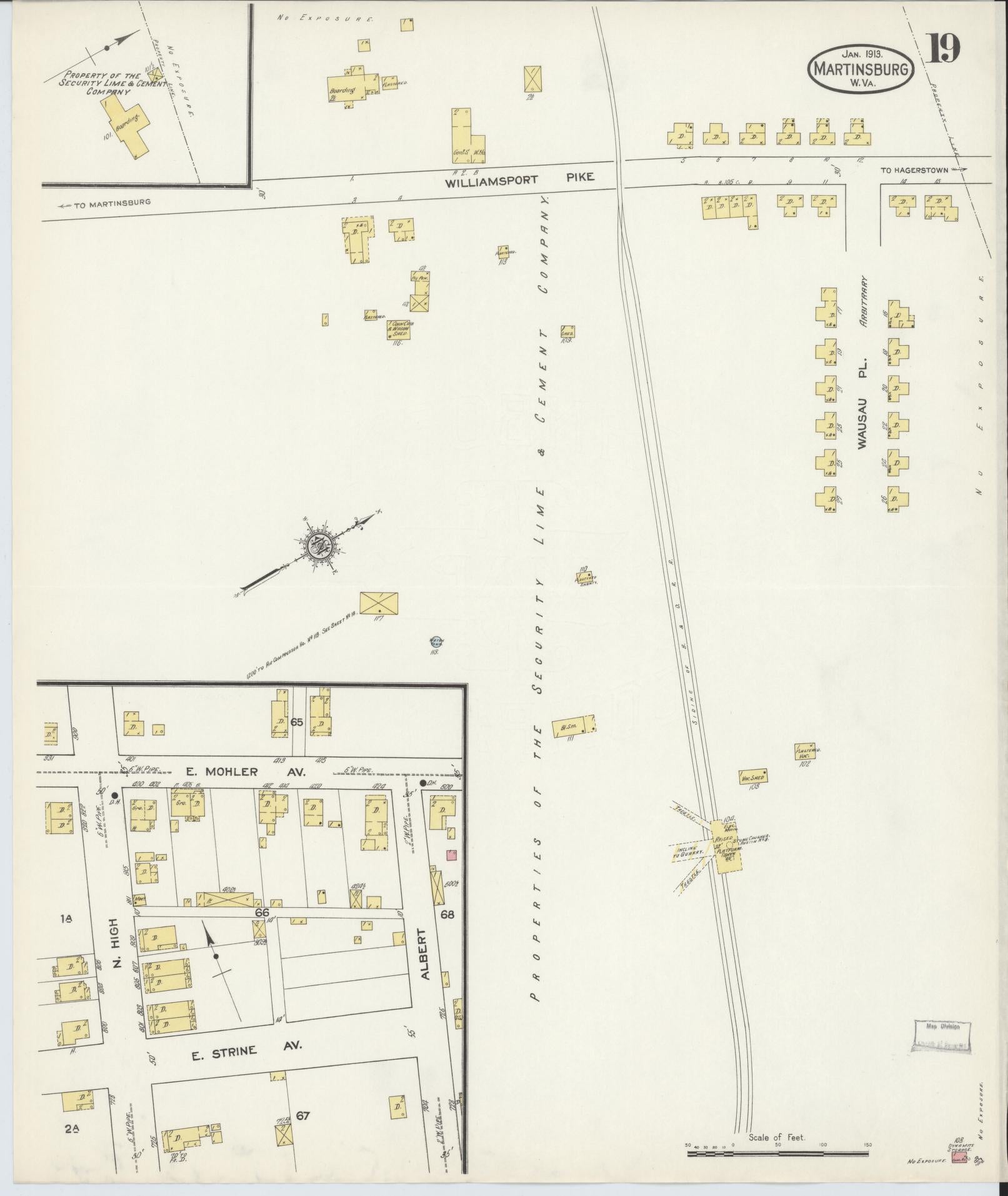 Sanborn Fire Insurance Map from Martinsburg, Berkeley County, West Virginia (1913), Sheet #0019 - Complete Map Set gallery image, historic Sanborn map, vintage wall art, West Virginia West Virginia