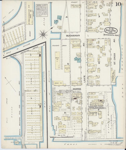 Sanborn Fire Insurance Map from Duluth, Saint Louis County, Minnesota (1884), Sheet #0010 - Historic Sanborn Fire Insurance Map Print, vintage old map wall art, antique decor, genealogy gift, Minnesota Minnesota map