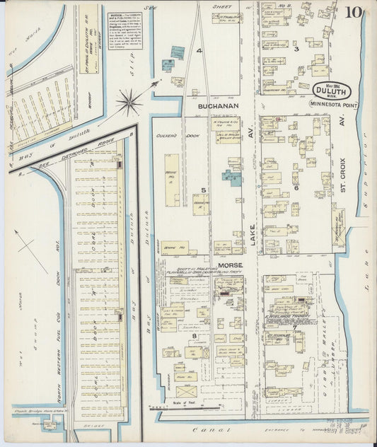 Sanborn Fire Insurance Map from Duluth, Saint Louis County, Minnesota (1884), Sheet #0010 - Historic Sanborn Fire Insurance Map Print, vintage old map wall art, antique decor, genealogy gift, Minnesota Minnesota map