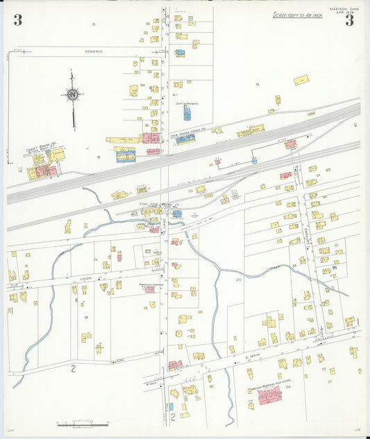 Sanborn Fire Insurance Map from Madison, Lake County, Ohio (1938), Sheet #0003 - Historic Sanborn Fire Insurance Map Print, vintage old map wall art, antique decor, genealogy gift, Ohio Ohio map