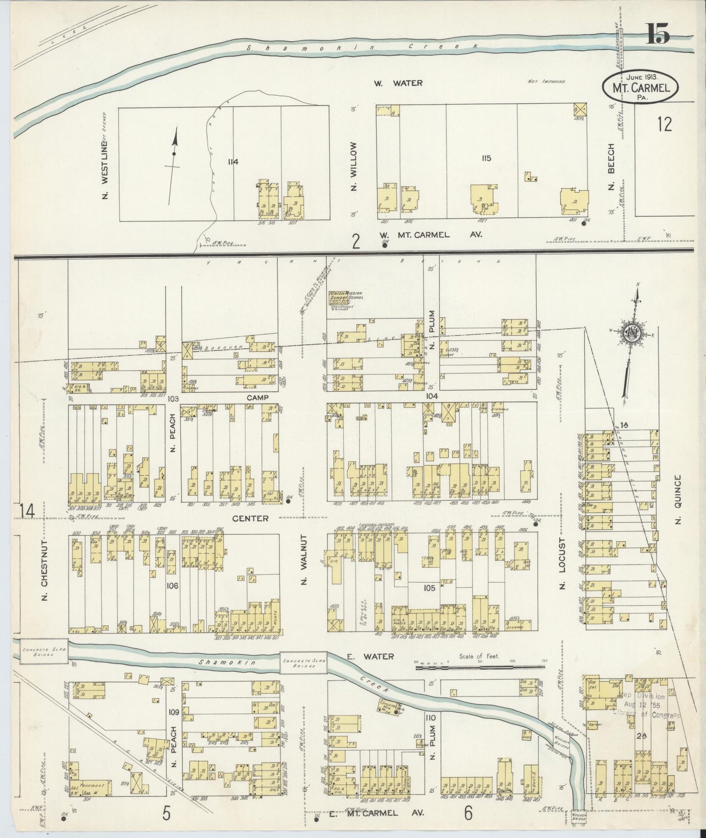 Sanborn Fire Insurance Map from Mount Carmel, Northumberland County, Pennsylvania (1913), Sheet #0015 - Complete Map Set gallery image, historic Sanborn map, vintage wall art, Pennsylvania Pennsylvania