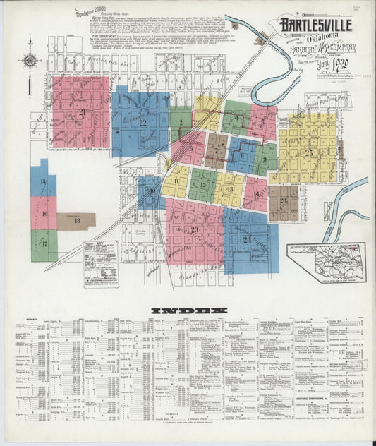 Sanborn Fire Insurance Map from Bartlesville, Washington County, Oklahoma (1920), Sheet #0001 - Complete Map Set gallery image, historic Sanborn map, vintage wall art, Oklahoma Oklahoma