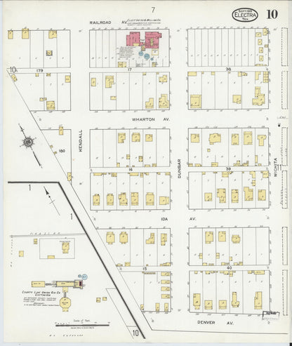 Sanborn Fire Insurance Map from Electra, Wichita County, Texas (1919), Sheet #0010 - Historic Sanborn Fire Insurance Map Print, vintage old map wall art, antique decor, genealogy gift, Texas Texas map