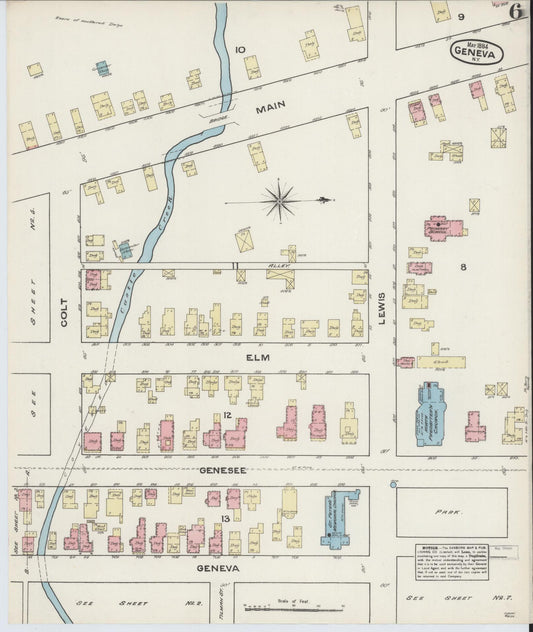 Sanborn Fire Insurance Map from Geneva, Ontario County, New York (1884), Sheet #0006 - Historic Sanborn Fire Insurance Map Print, vintage old map wall art, antique decor, genealogy gift, New York New York map