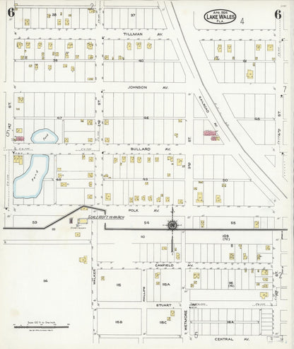 Sanborn Fire Insurance Map from Lake Wales, Polk County, Florida (1924), Sheet #0006 - Complete Map Set gallery image, historic Sanborn map, vintage wall art, Florida Florida