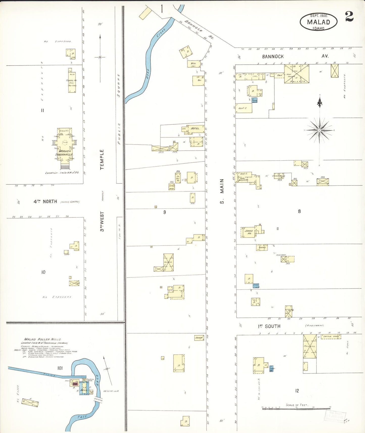 Sanborn Fire Insurance Map from Malad City, Oneida County, Idaho (1900), Sheet #0002 - Complete Map Set gallery image, historic Sanborn map, vintage wall art, Idaho Idaho