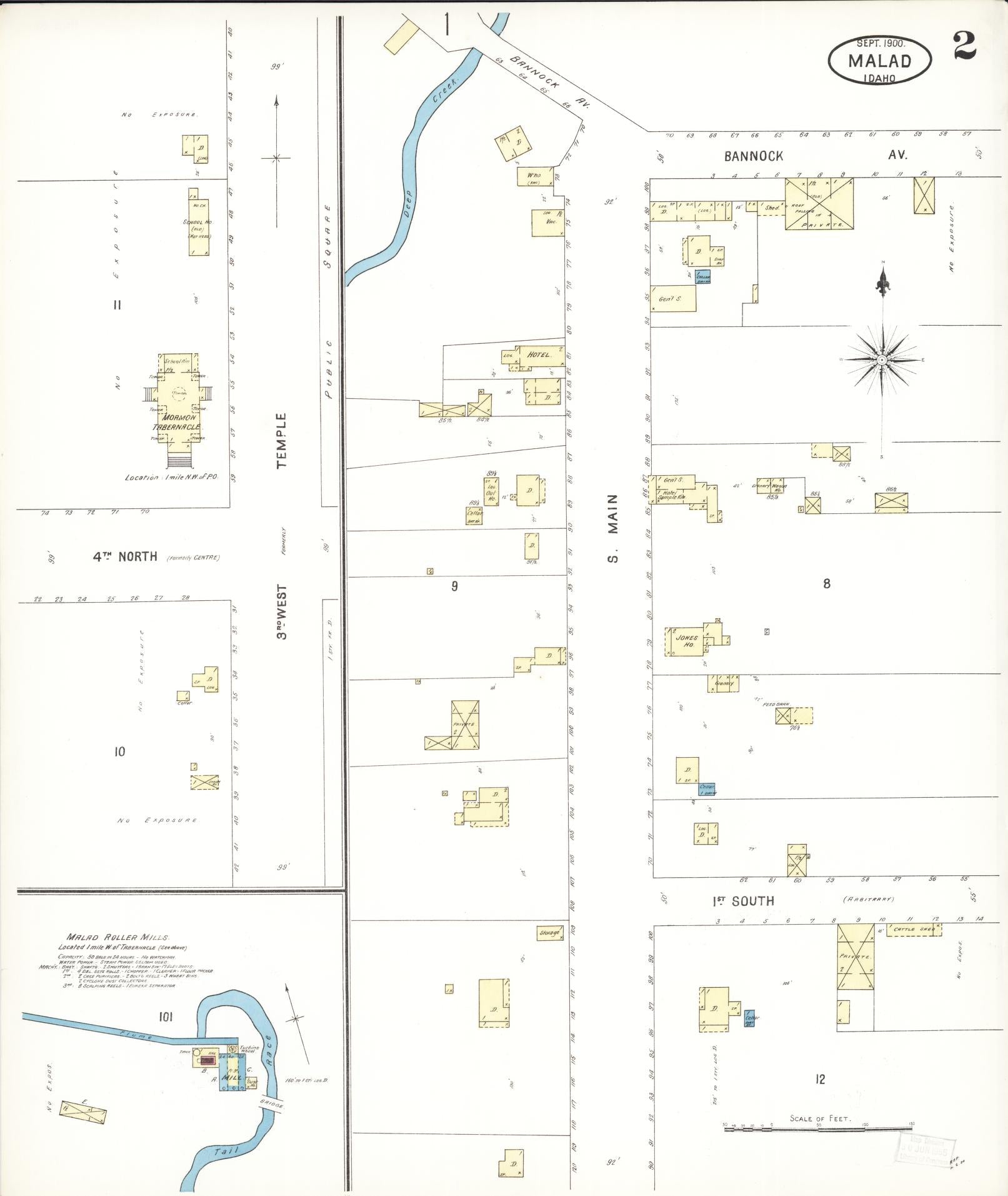 Sanborn Fire Insurance Map from Malad City, Oneida County, Idaho (1900), Sheet #0002 - Complete Map Set gallery image, historic Sanborn map, vintage wall art, Idaho Idaho
