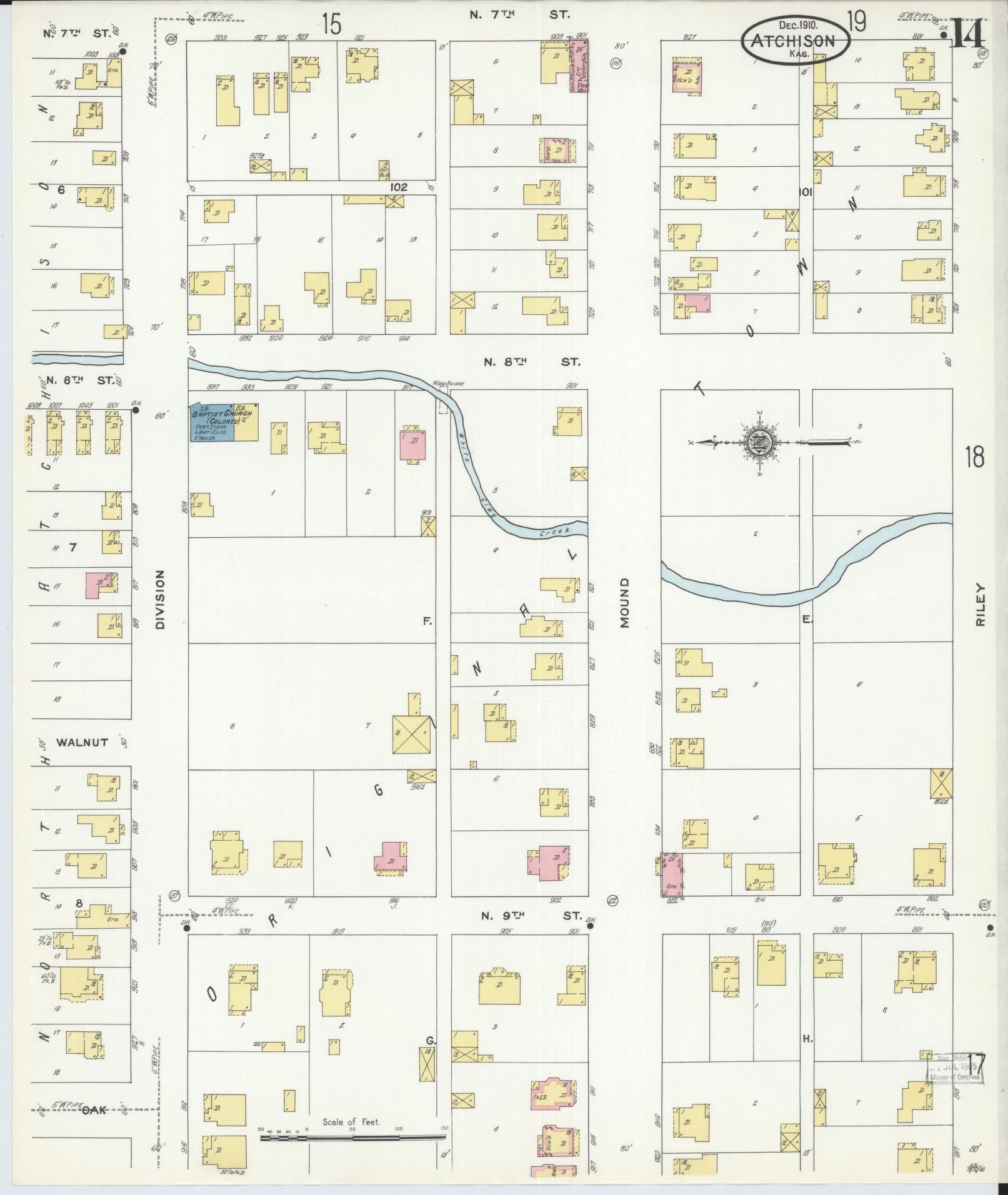 Sanborn Fire Insurance Map from Atchison, Atchison County, Kansas (1910), Sheet #0014 - Complete Map Set gallery image, historic Sanborn map, vintage wall art, Kansas Kansas