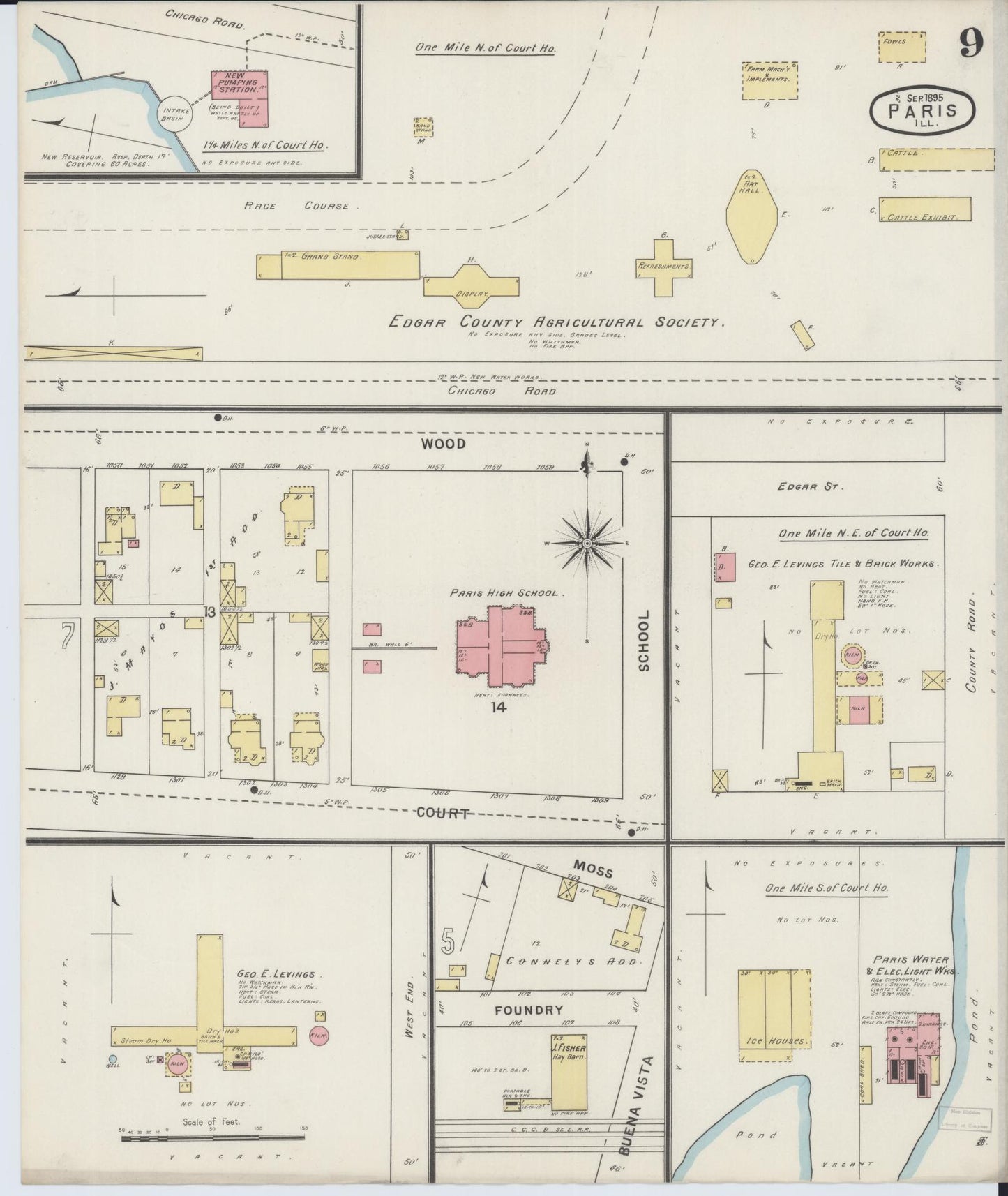 Sanborn Fire Insurance Map from Paris, Edgar County, Illinois (1895), Sheet #0009 - Complete Map Set gallery image, historic Sanborn map, vintage wall art, Illinois Illinois