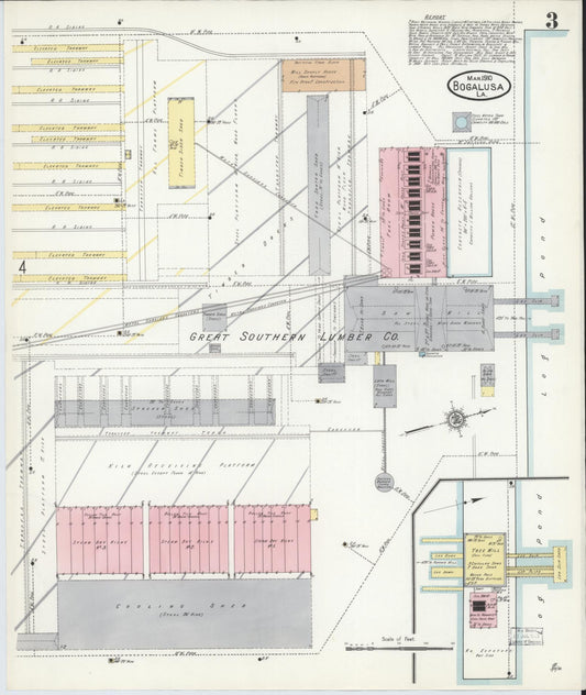 Sanborn Fire Insurance Map from Bogalusa, Washington Parish, Louisiana (1910), Sheet #0003 - Historic Sanborn Fire Insurance Map Print, vintage old map wall art, antique decor, genealogy gift, Louisiana Louisiana map