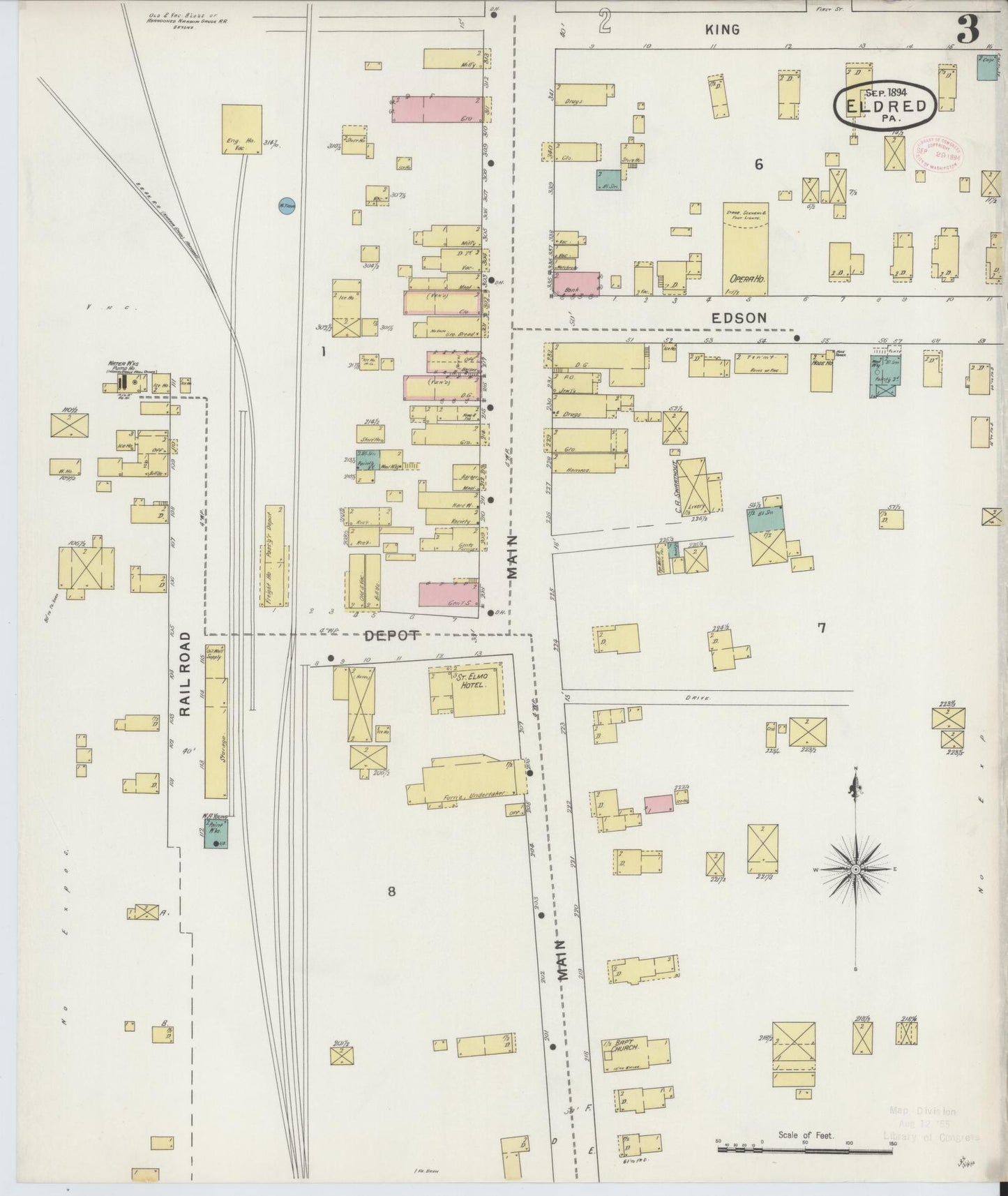 Sanborn Fire Insurance Map from Eldred, McKean County, Pennsylvania (1894), Sheet #0003 - Historic Sanborn Fire Insurance Map Print, vintage old map wall art, antique decor, genealogy gift, Pennsylvania Pennsylvania map