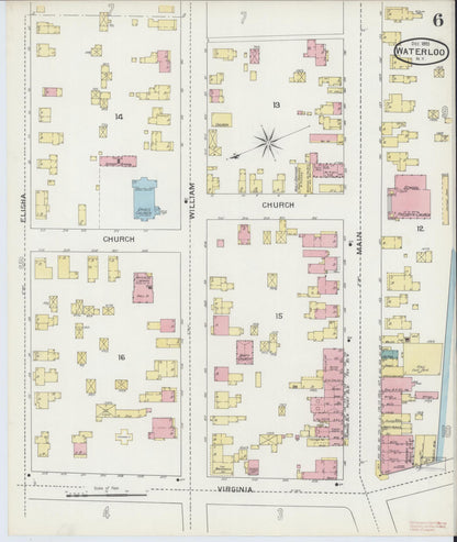 Sanborn Fire Insurance Map from Waterloo, Seneca County, New York (1893), Sheet #0006 - Complete Map Set gallery image, historic Sanborn map, vintage wall art, New York New York
