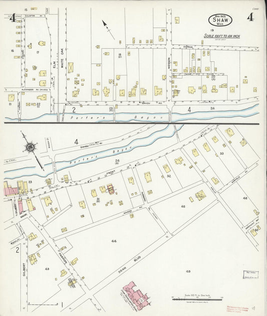 Sanborn Fire Insurance Map from Shaw, Bolivar County, Mississippi (1925), Sheet #0004 - Historic Sanborn Fire Insurance Map Print, vintage old map wall art, antique decor, genealogy gift, Mississippi Mississippi map