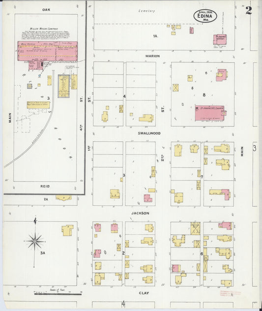 Sanborn Fire Insurance Map from Edina, Knox County, Missouri (1906), Sheet #0002 - Historic Sanborn Fire Insurance Map Print, vintage old map wall art, antique decor, genealogy gift, Missouri Missouri map