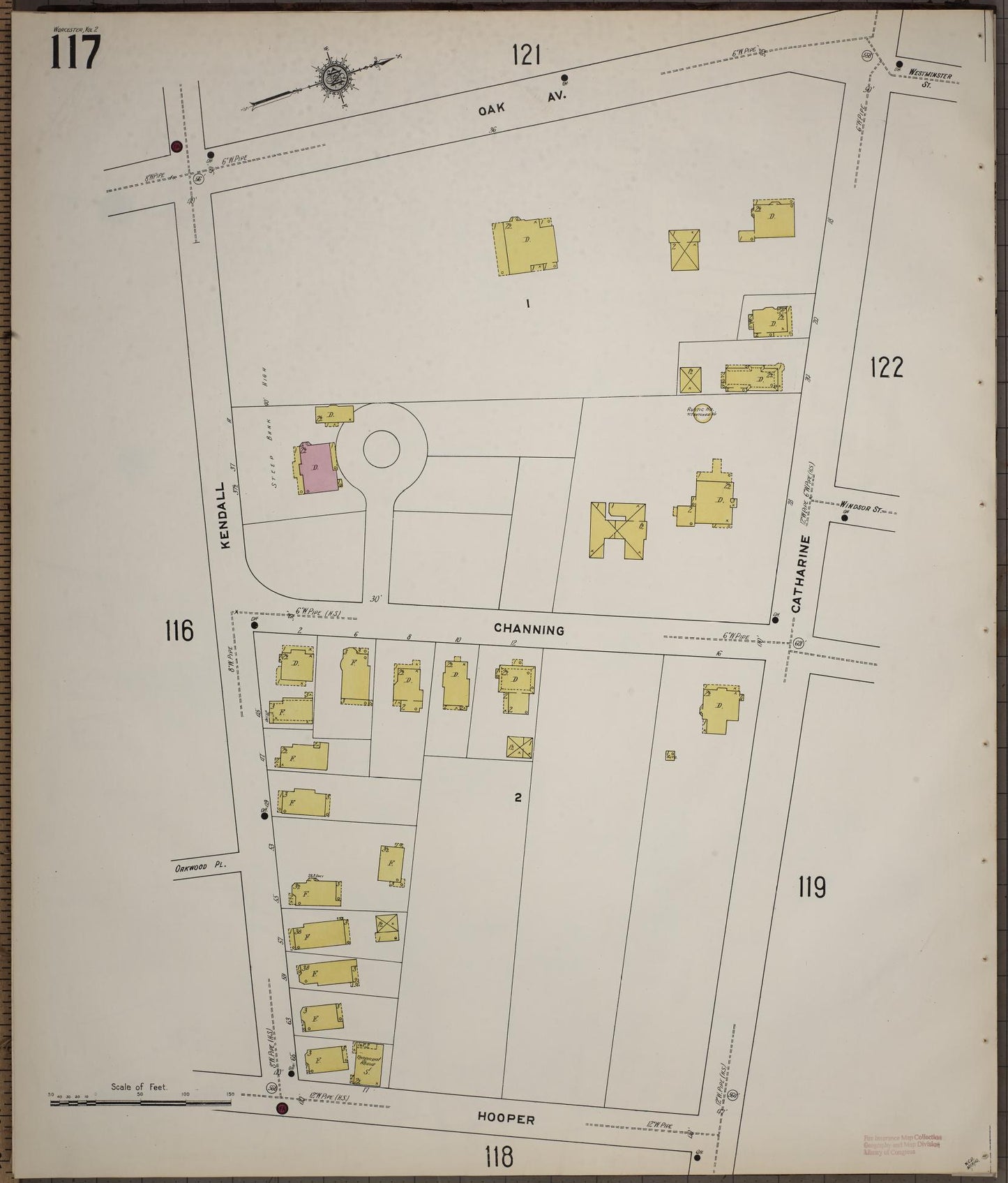 Sanborn Fire Insurance Map from Worcester, Worcester County, Massachusetts (1910), Sheet #0117 - Complete Map Set gallery image, historic Sanborn map, vintage wall art, Massachusetts Massachusetts