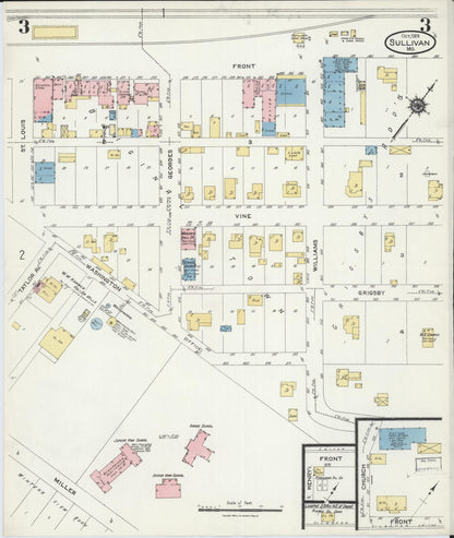 Sanborn Fire Insurance Map from Sullivan, Franklin County, Missouri (1924), Sheet #0003 - Historic Sanborn Fire Insurance Map Print, vintage old map wall art, antique decor, genealogy gift, Missouri Missouri map