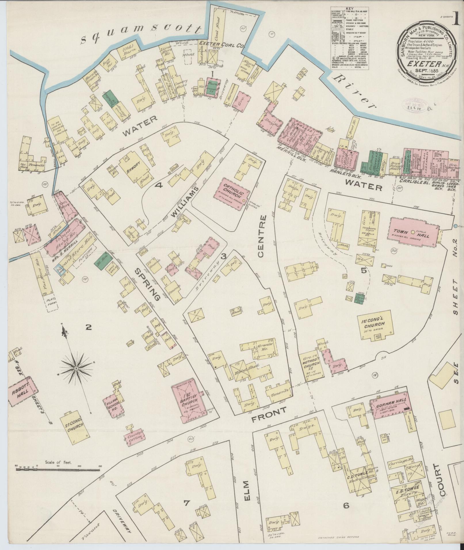 Sanborn Fire Insurance Map from Exeter, Rockingham County, New Hampshire. (1885) – Historic Sanborn Fire Insurance Map Print