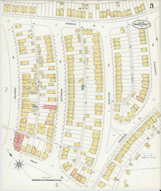 Sanborn Fire Insurance Map from Vandergrift, Westmoreland County, Pennsylvania (1903), Sheet #0003 - Historic Sanborn Fire Insurance Map Print, vintage old map wall art, antique decor, genealogy gift, Pennsylvania Pennsylvania map