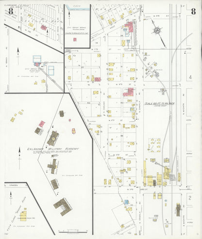 Sanborn Fire Insurance Map from Claremore, Rogers County, Oklahoma (1933), Sheet #0008 - Complete Map Set gallery image, historic Sanborn map, vintage wall art, Oklahoma Oklahoma